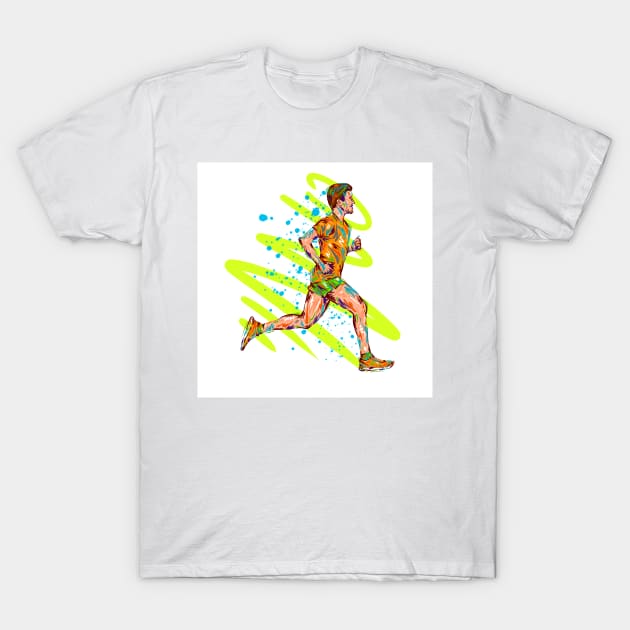 Running man colorful illustration digital art T-Shirt by Razym